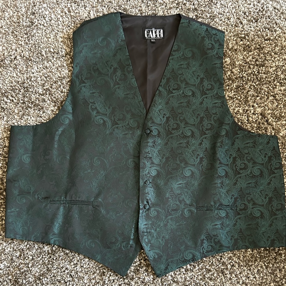 New Mens Paisley Dark Emerald Green Tuxedo Vest